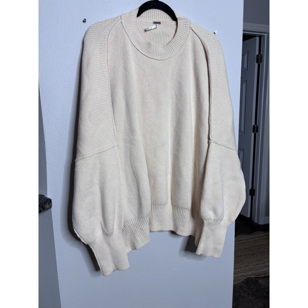 Women’s Free People Easy Street Tunic Ribbed Oversized Sweater - Small Cream